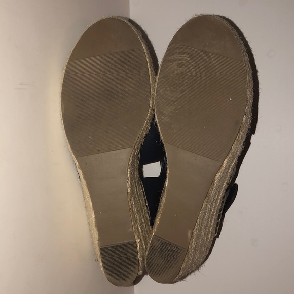 Navy Leather Wedge Sandals - Picture 5 of 6